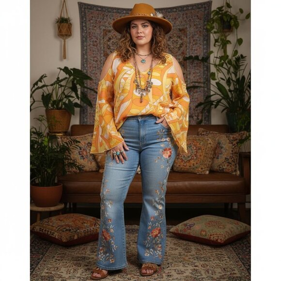 Identity By Lord & Taylor Vintage Silk Retro Cold Shoulder Blouse Size 16 NWT - Picture 1 of 15